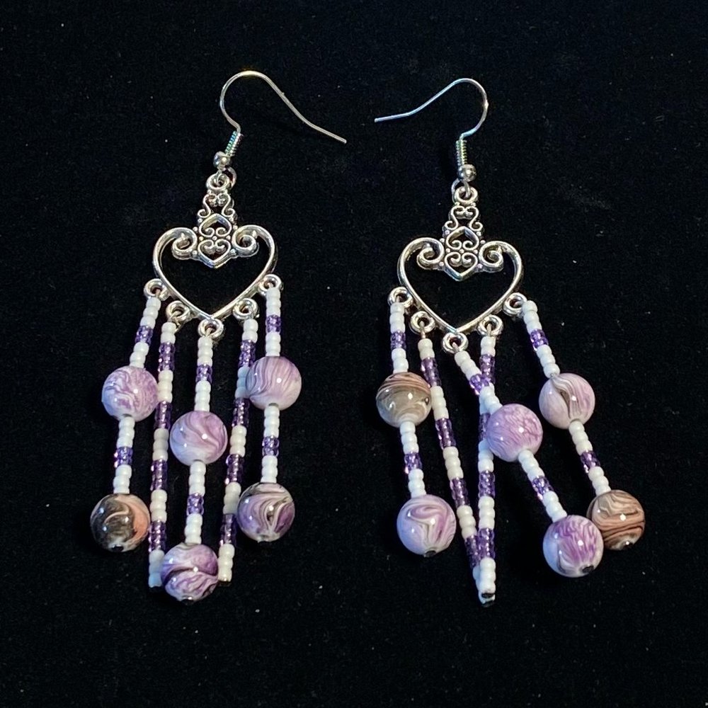 Swirled Ink Heart Earrings